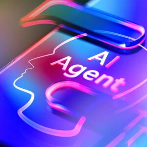 A device screen with an "AI agent" logo