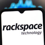 In this photo illustration, the Rackspace Technology logo is seen displayed on a smartphone screen