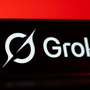 The Grok chatbot logo on a smartphone