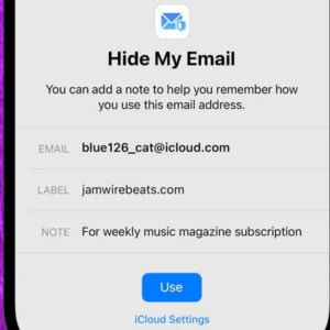 Hide My Email feature on an iPhone