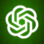 An OpenAI logo over a green background.