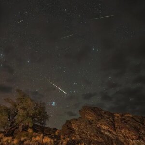 A meteor shower in sky
