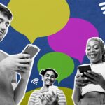 Young people using smartphones