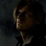 leon kennedy looking up in the air