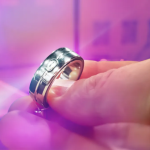 A silver smart ring