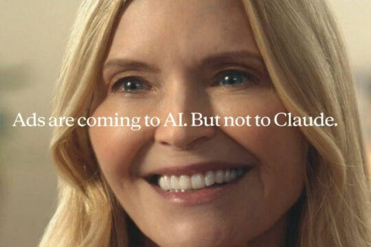 A screenshot of one of the new Anthropic ads featuring the tagline, "Ads are coming to AI. But not to Claude."