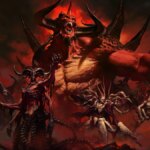 Artwork of the Diablo 2 warlock before a bound demon