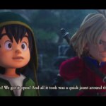 The hero and Kiefer from Dragon Quest 7 talk during a cutscene