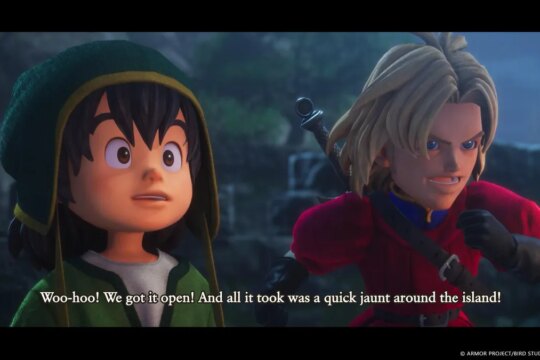The hero and Kiefer from Dragon Quest 7 talk during a cutscene