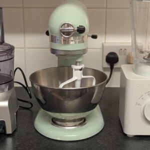 food-processor-mixer and blender on counter