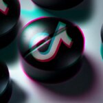 Tablet pills with the TikTok logo spread across a white surface